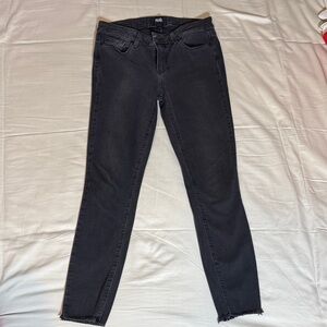 PAIGE Verdugo Black Skinny Jeans with Frayed Hem